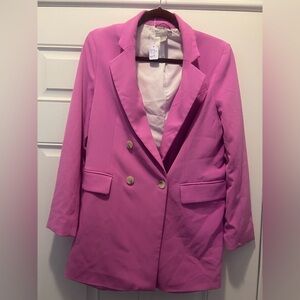 H&M Vibrant Pink Blazer with Gold Buttons